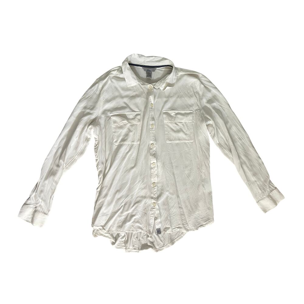 Womens Bass & Co. Long-sleeved Button Up Blouse Size Medium Casual Career Office